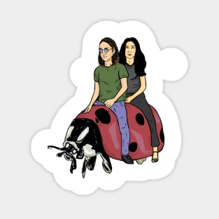 John and yoko riding a beatel Sticker